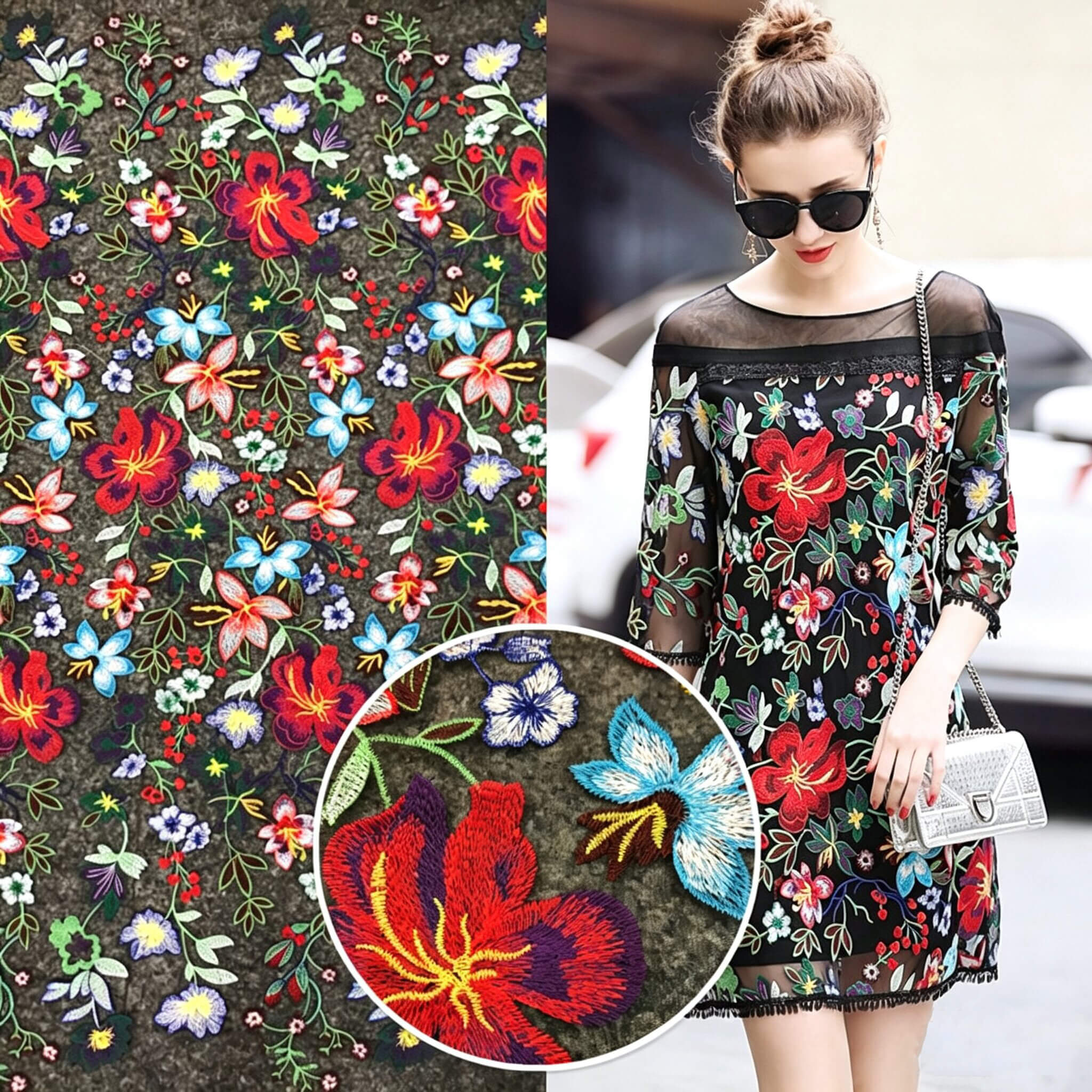 Embroidered Fabric Dress Water Soluble Polyester for Women's Wear Whol 2